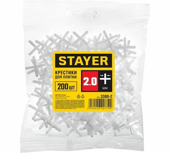 Крестики для кафеля 200 шт. (2 мм) STAYER 3380-2
