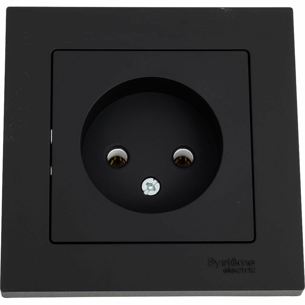 Розетка 1-м СП AtlasDesign 16А IP20 без заземл. в сборе карбон SE ATN001040