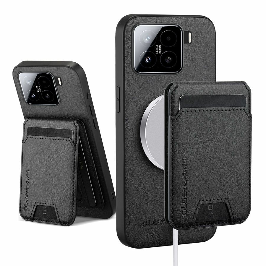 Картинки Картхолдер мужской на Xiaomi 15 Pro(Сяоми 15 Про) с MagSafe-Чехол бумажник