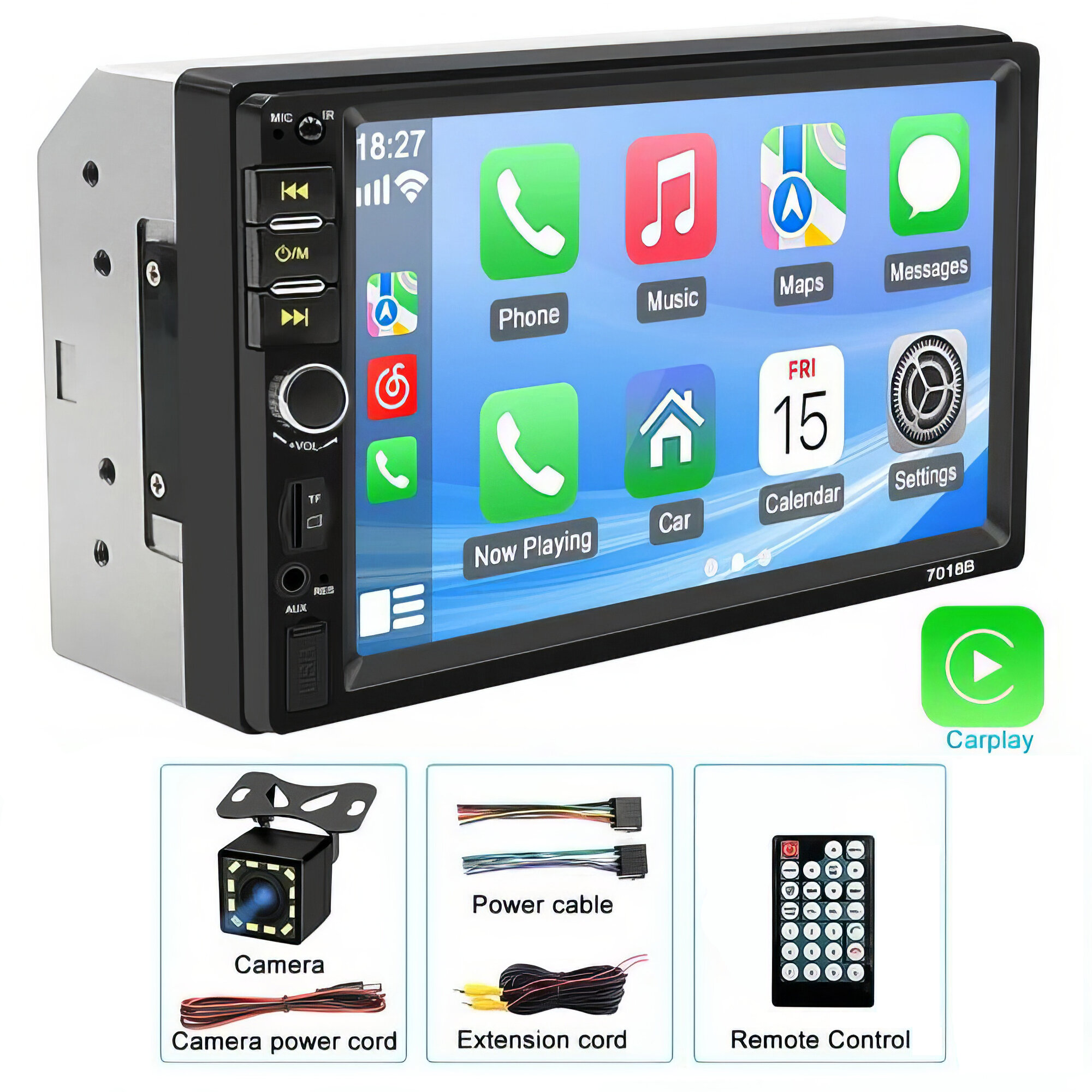 Магнитола автомобильная 2 DIN 7018B с BlueTooth, сенсорный экран + камера заднего вида