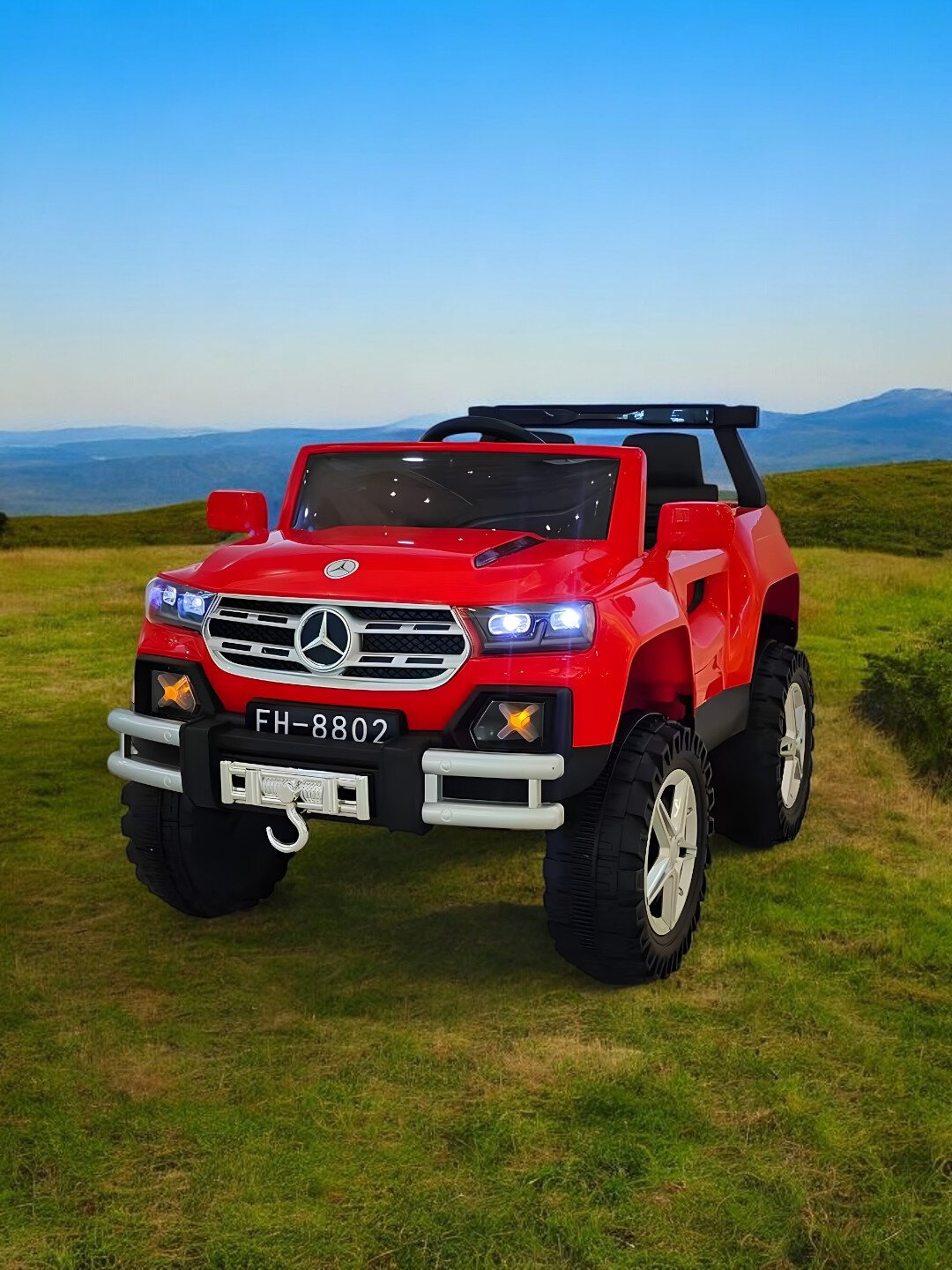 Электромобиль Mercedes-Benz, 1 место, для улицы и дома, с пультом, музыка, фары, красний