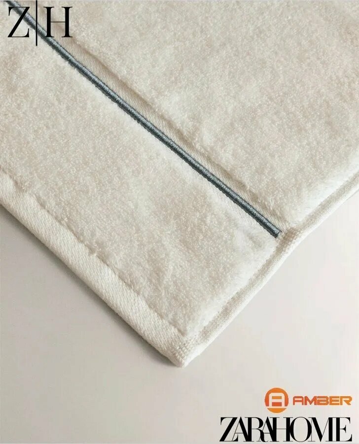 ZARA HOME Полотенце для ванной Банное полотенце, Вата, 90x150 см, голубой, белый, 1 шт.