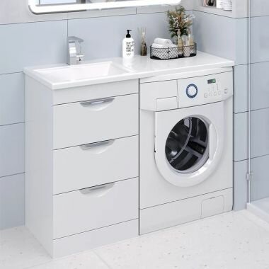 Тумба Emmy Милли 110L с раковиной Аванти 110 с крылом под стиральную машину