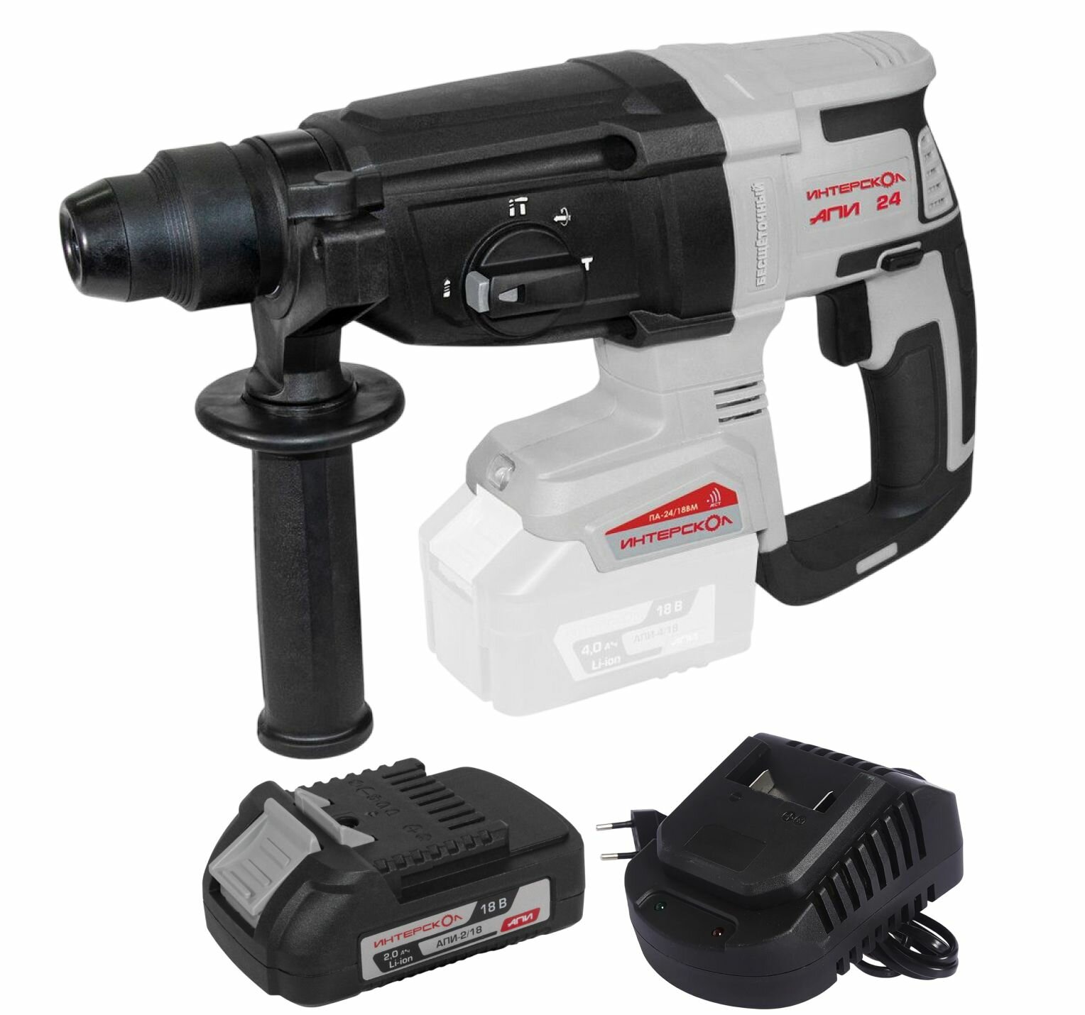 Аккумуляторный перфоратор ИНТЕРСКОЛ ПА-24/18ВM 18 В 2.6 Дж 5300 уд/мин с АКБ 2 Ач и ЗУ в кейсе (730.0.0.70-B2C)
