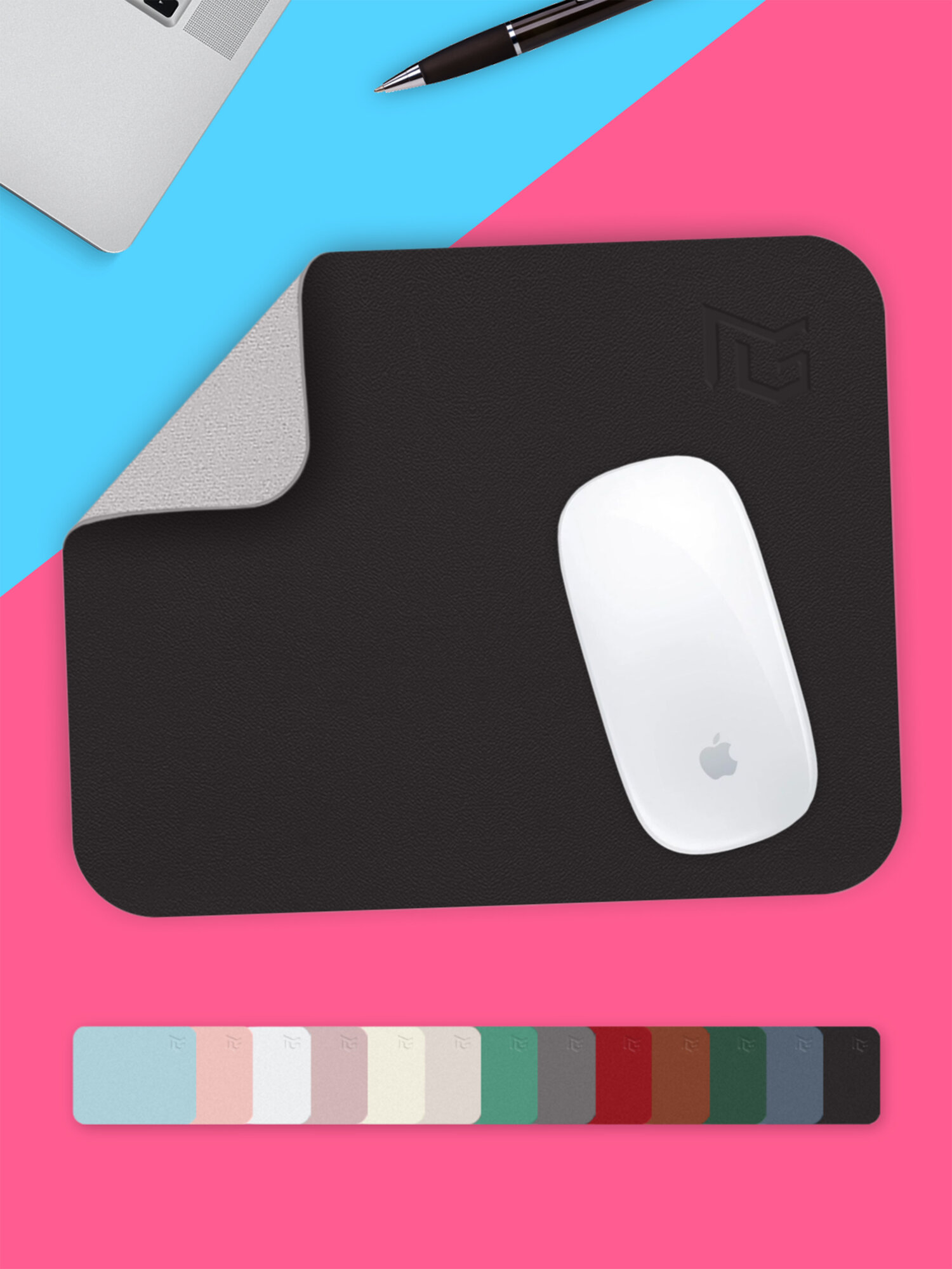 Коврик для мышки маленький кожаный черный