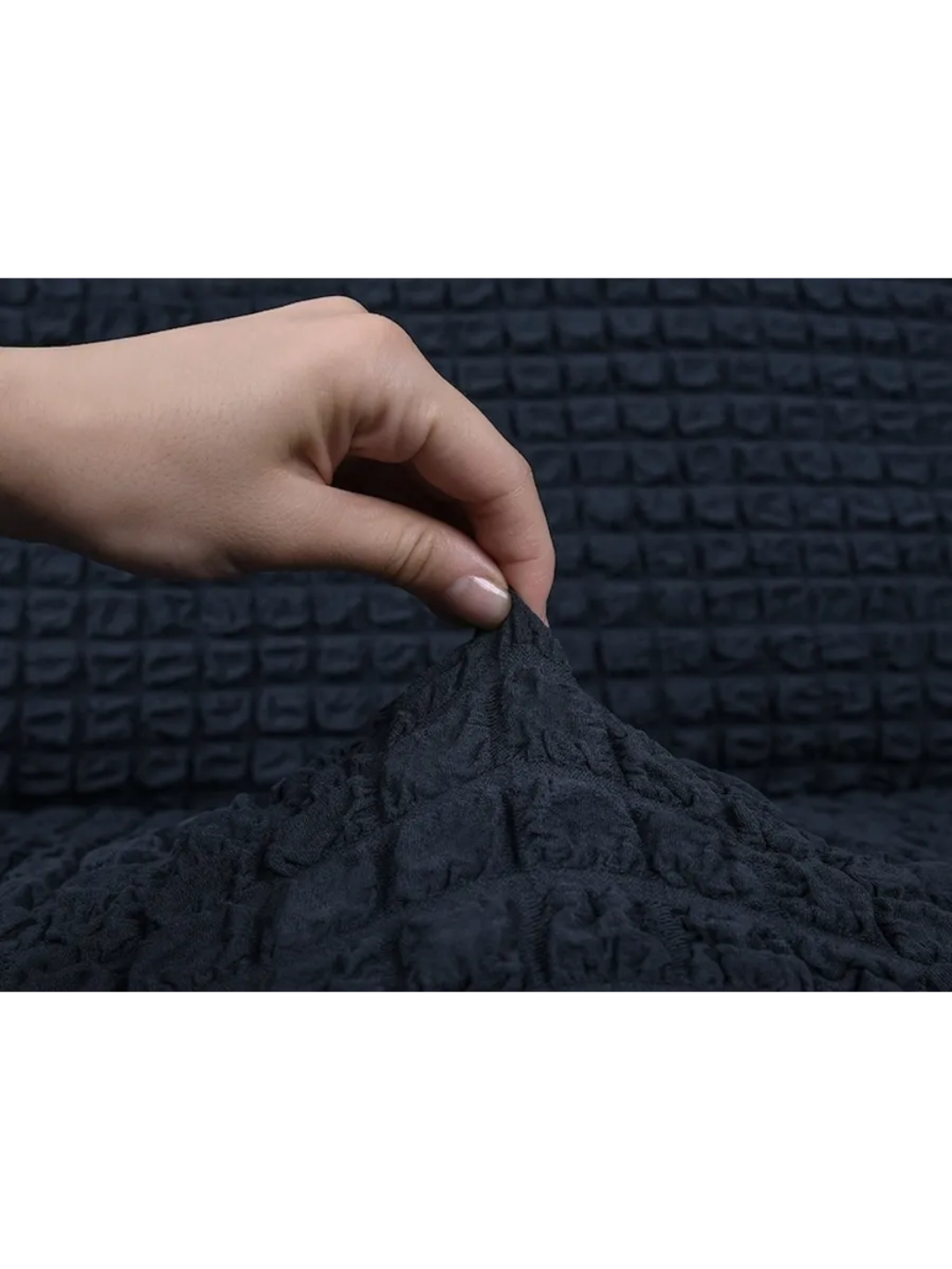 Чехол для кухонного уголка "Лайкра", полиэстер, цвет индиго, комплект 3 шт пуфа — фото 1