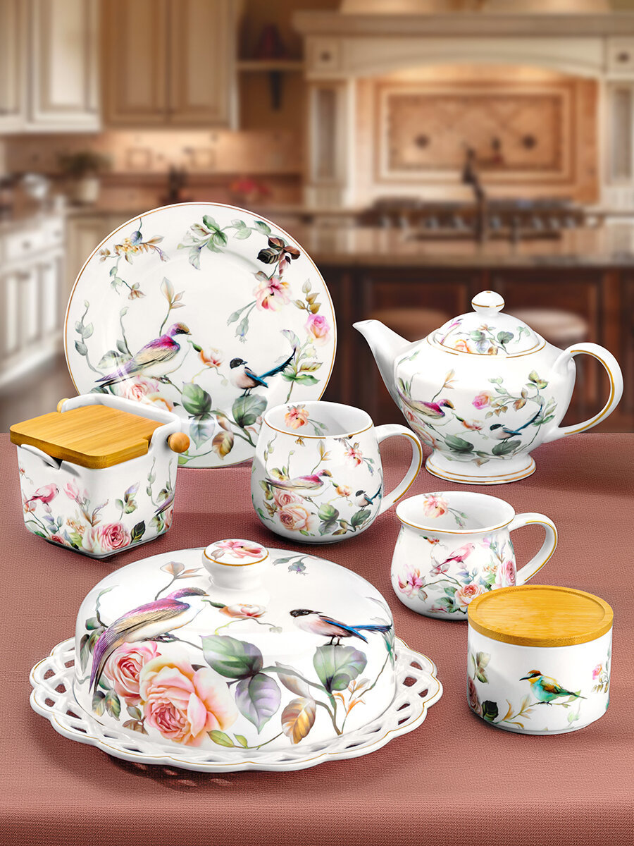 Салатник 2 пр. Elan Gallery Певчие птички, 500 мл + 300 мл, набор — фото 1