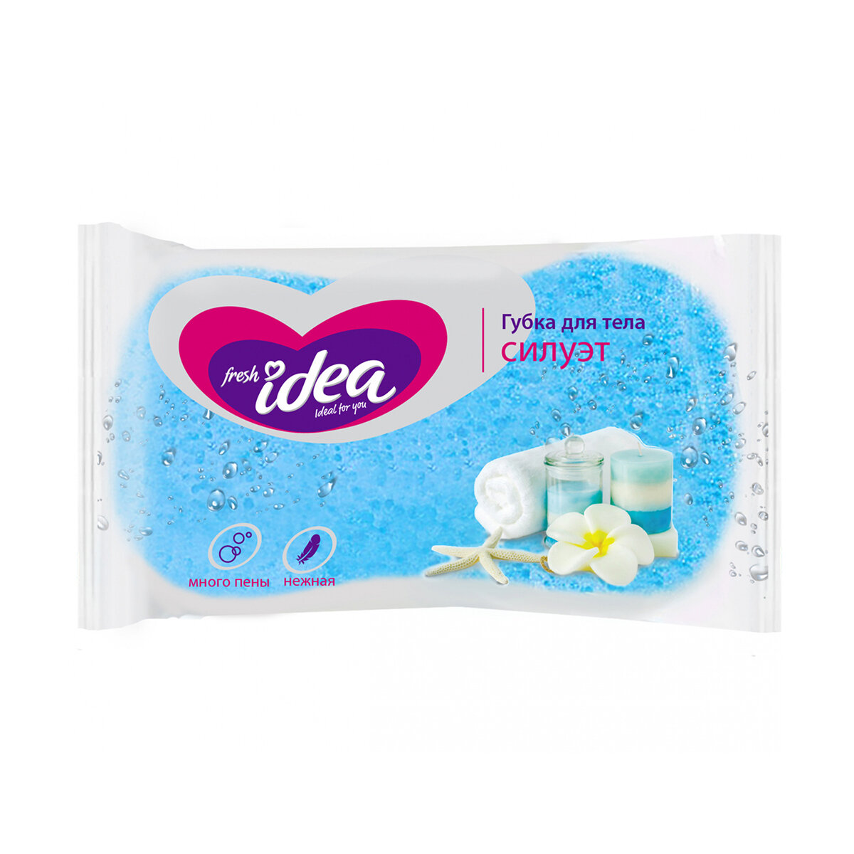 Губка банная Fresh Idea Силуэт  14х9х5 см  поролоновая  голубая