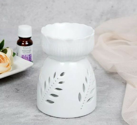 Аромалампа, керамика, настольная, белая, 10 см x 8 см x 8 см — фото 1