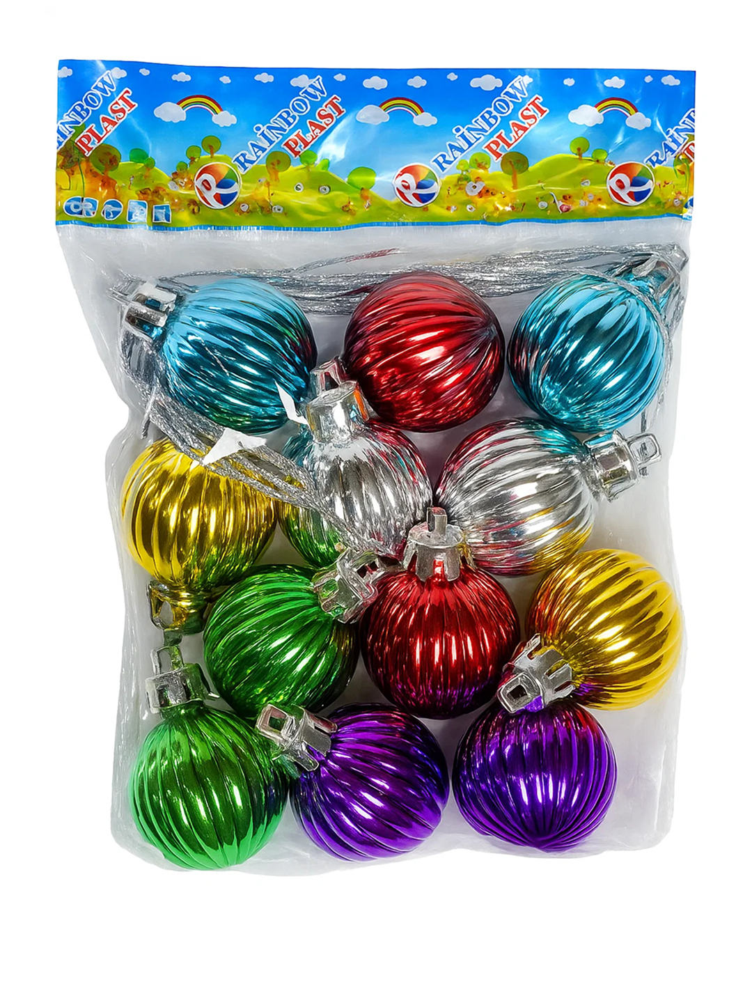 Ёлочные шары 3 см, набор 12 шт, разноцветные блестящие украшения для новогодней ёлки
