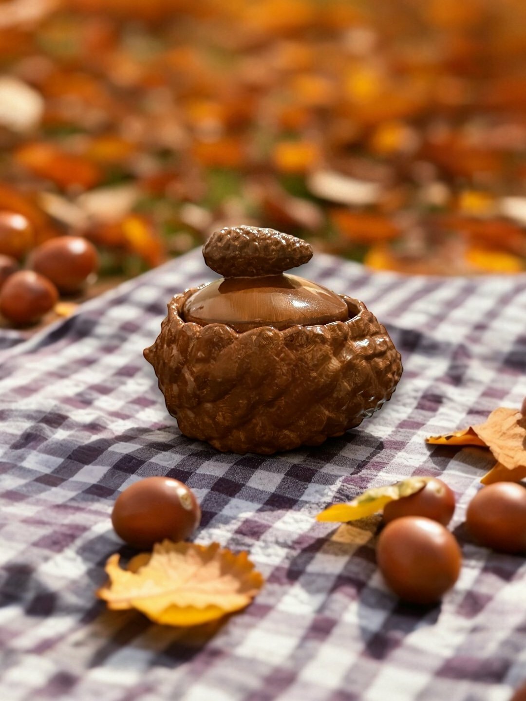 Декоративная шкатулка из гипса Шишка, 8 * 11 * 9 см - Коричневый