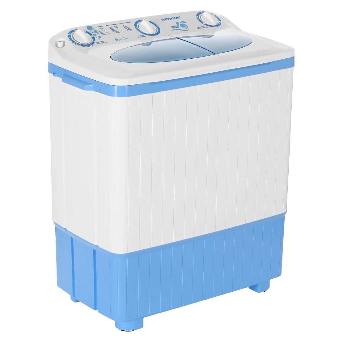 Стиральная машина RENOVA WS-60PET 500 Вт загрузка стирка 6 кг отжим 4.5 кг 1300 об/мин белый/синий