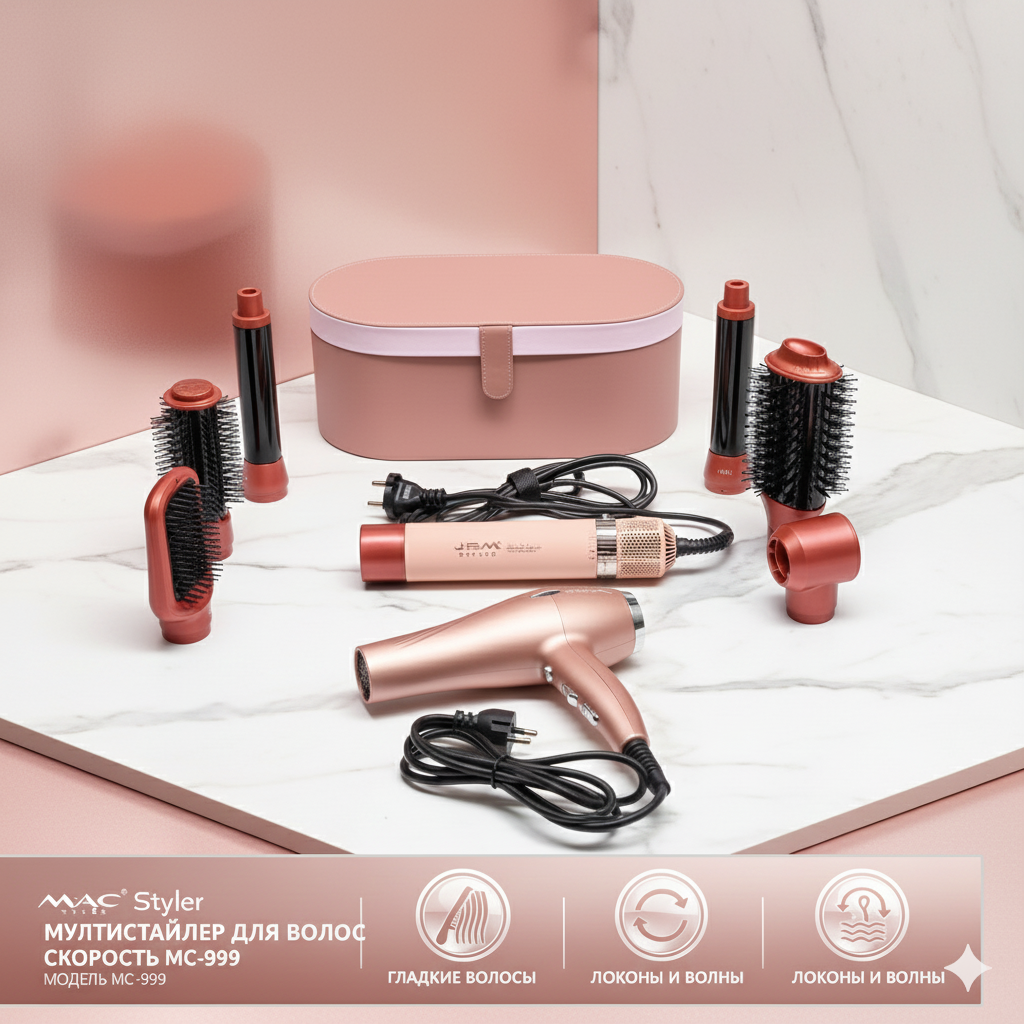 Фен для сушки и для укладки волос + сумка в подарок, , 5 в 1, Dyson