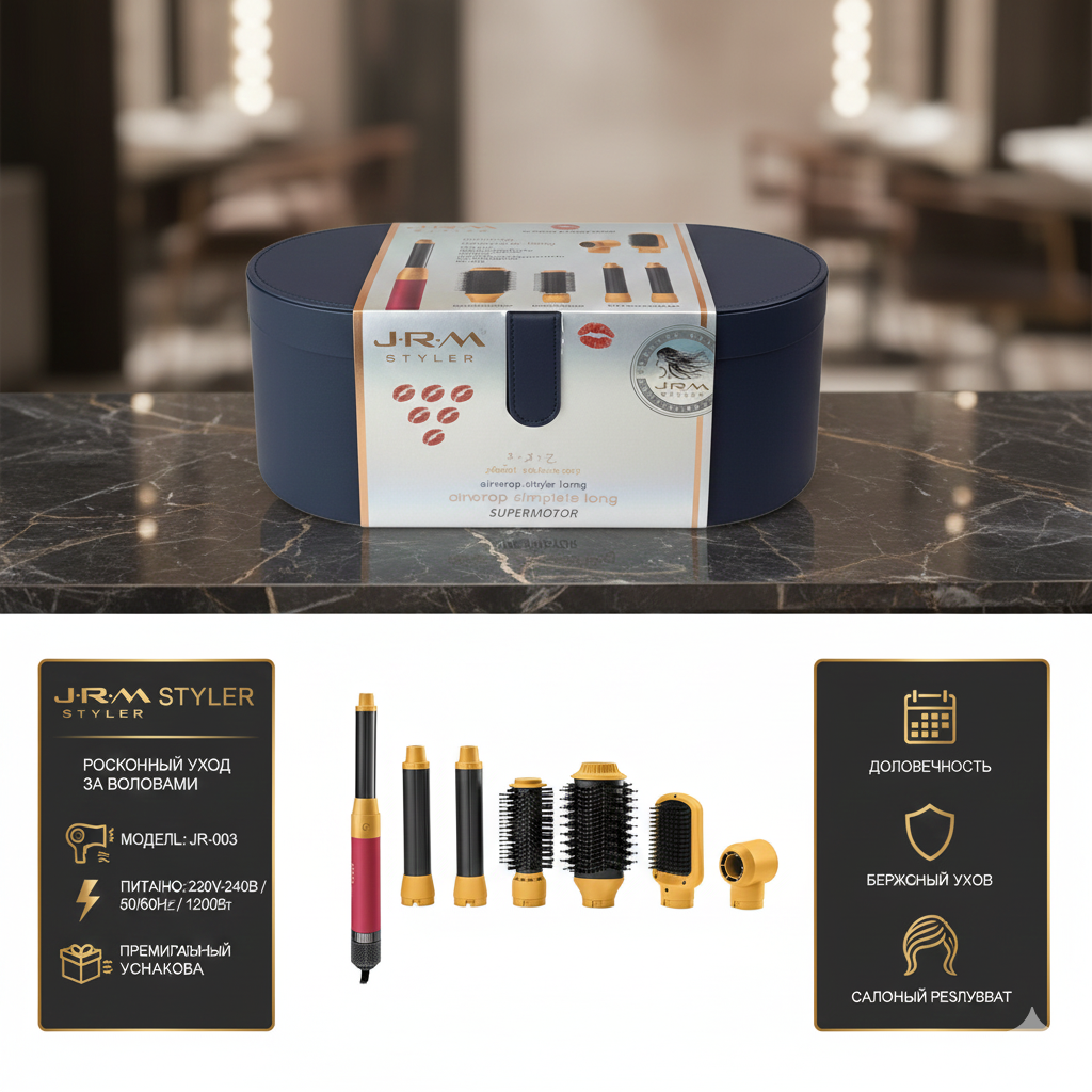 Фен для сушки и для укладки волос, Dyson Мультистайлер HS05 Airwrap Complete Long + сумка в подарок, Дайсон Фен