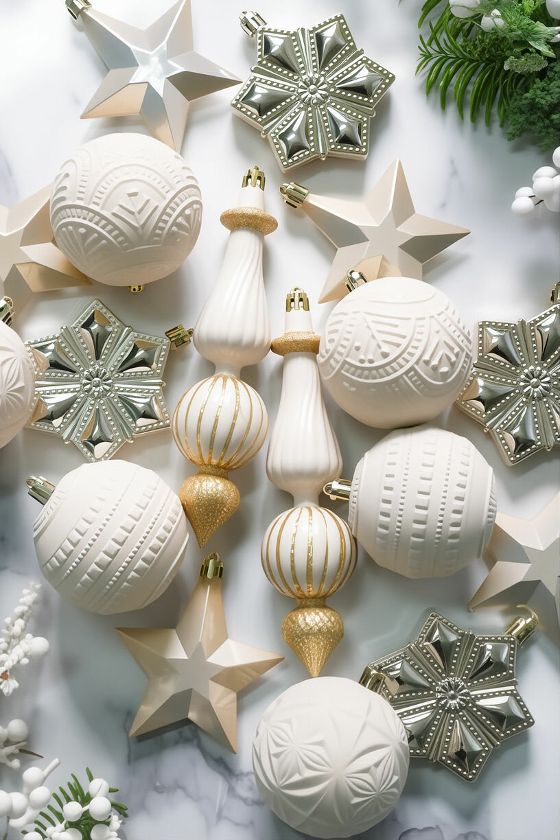 Набор ёлочных украшений рождество В шире, пластик, пастельный, 7-17 см, 18 шт, Winter Deco 2000053