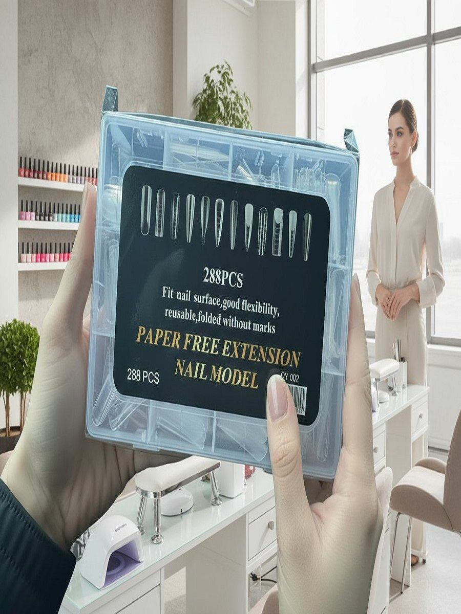 Набор формы верхние для наращивания ногтей многоразовые прозрачные пластиковые 12 видов, набор микс 12 в 1