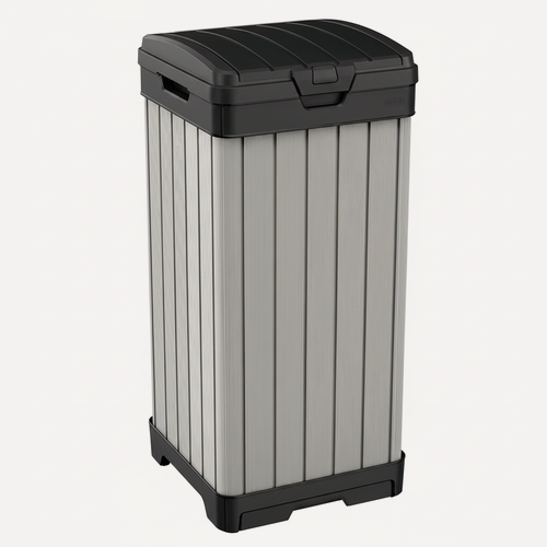 Изображение товара Мусорный бак KETER Rockford 1874, 87,4x41x41 см, 125 л, черный/серый