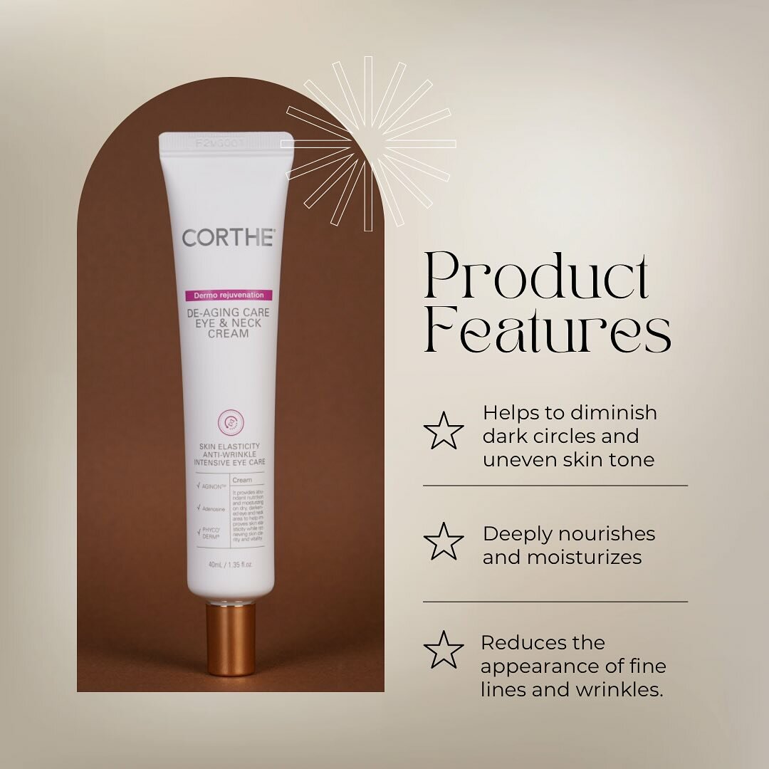 Крем для кожи вокруг глаз и шеи CORTHE De-Aging Care, антивозрастной, от морщин, 40 мл