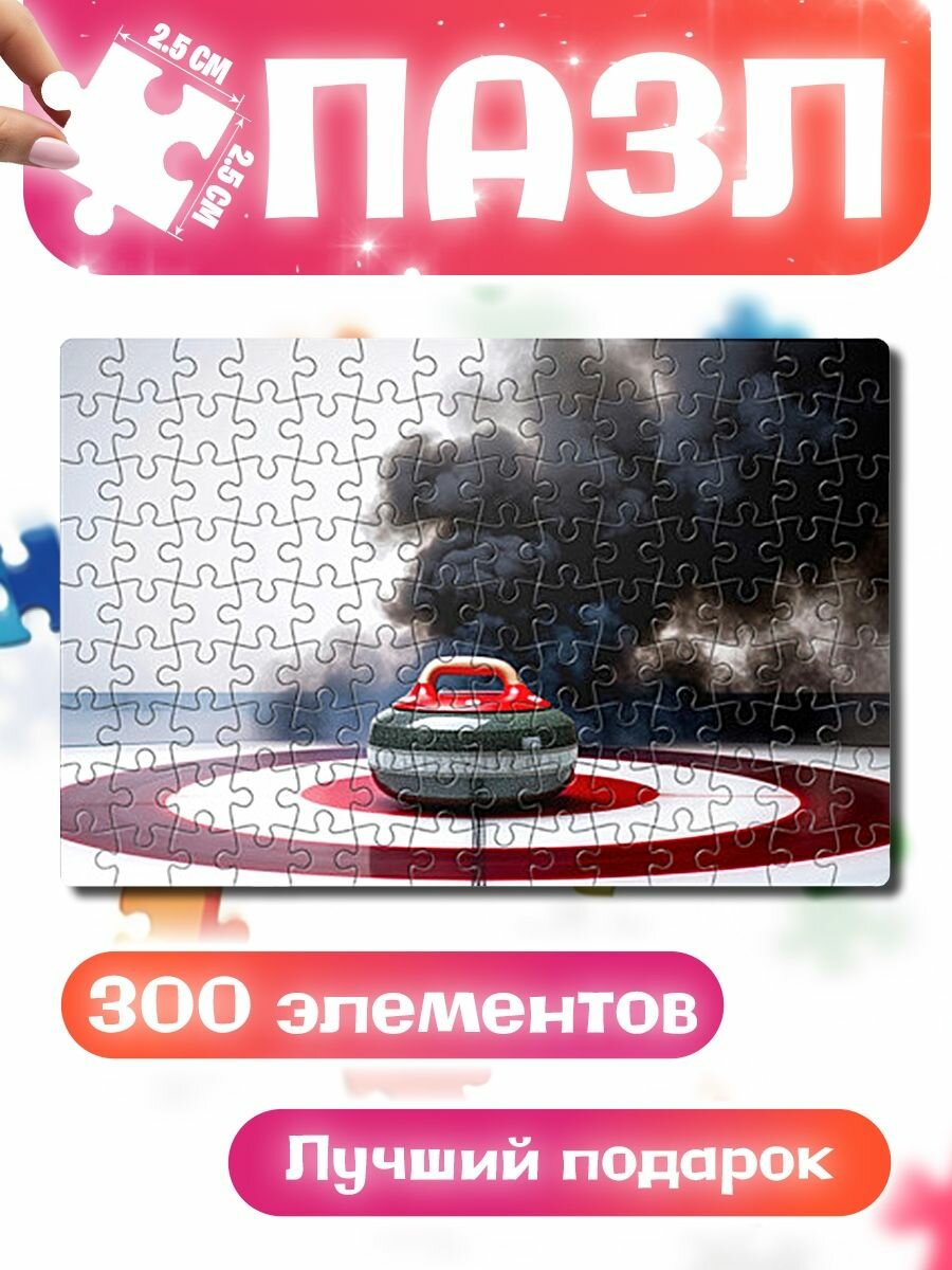 Пазлы для детей и взрослых Камень для кёрлинга в черном дыму