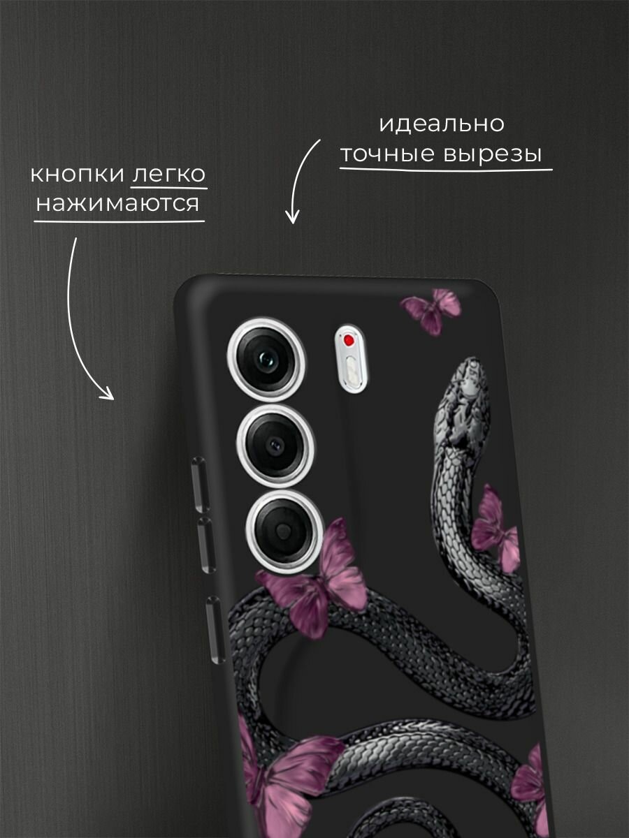 Чехол на Tecno Camon 40 Pro 5G / Текно Камон 40 Про 5G с принтом Snake and butterflies 2 — фото 1
