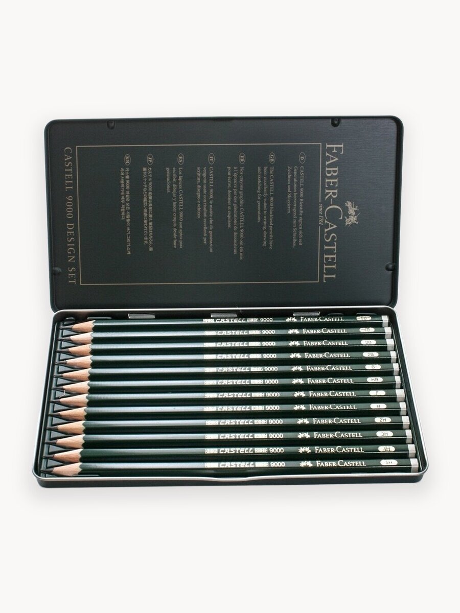 Набор карандашей ч/г Faber-Castell "Castell 9000 Design Set", 12 штук 5H-5B, заточенные
