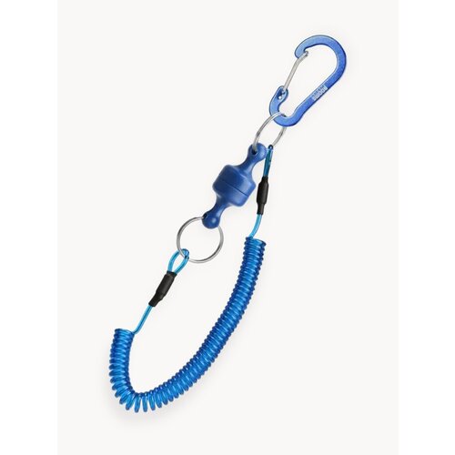 Профессиональный Пружинный шнур с карабином на магните 150 см, синий (Пружинный_шнур_магнит_Booms_синий)