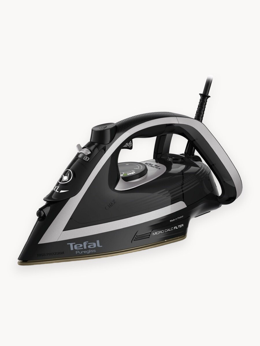Паровой утюг для одежды Tefal Puregliss FV8082E0, с насадкой для деликатных тканей, автоотключением, 3000 Вт