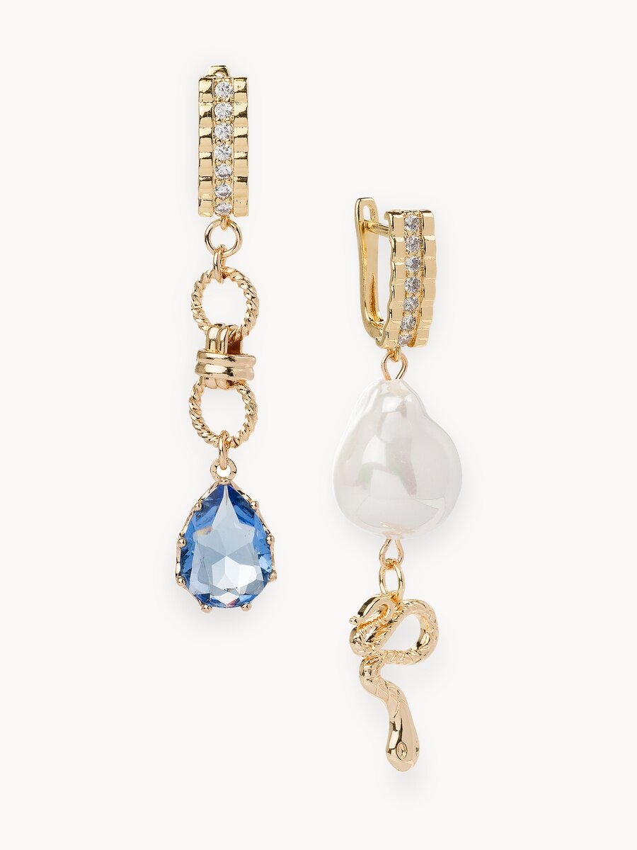 Серьги с подвесками, циркон, стекло