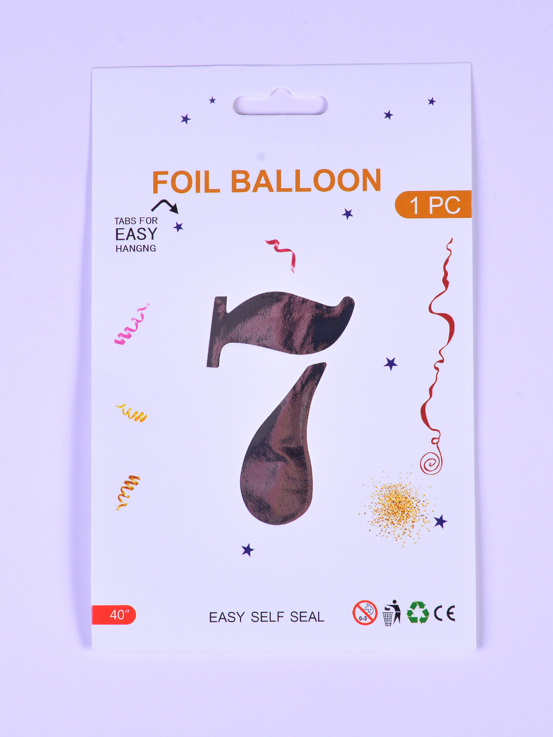 Фольгированный шар, "Цифра 7", серебристый, для праздника, без гелия — фото 1