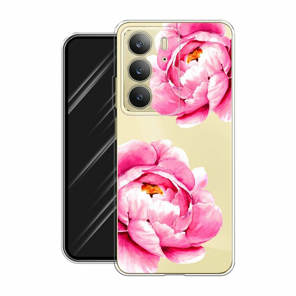 Чехол на Realme C75 4G / Реалми C75 4G с принтом "Open peonies", прозрачный — фото 1