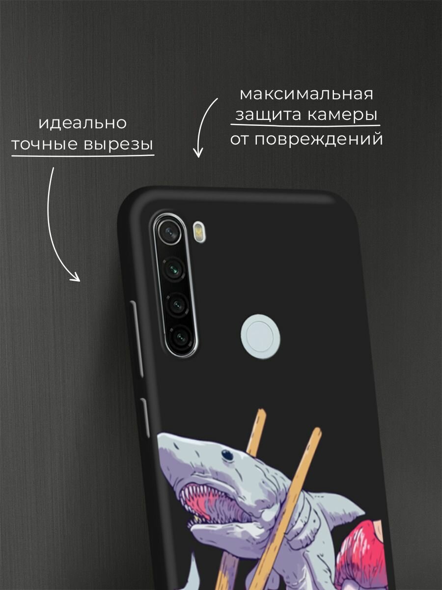 Черный матовый чехол на Xiaomi Redmi Note 8T / Сяоми Редми Нот 8Т с принтом "Акула суши арт" — фото 1