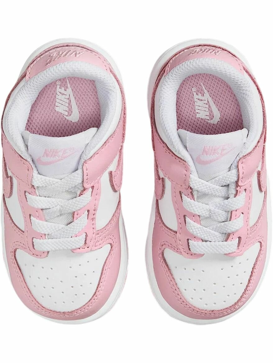 Кеды NIKE Dunk Low, размер 6C US, белый/розовый — фото 1