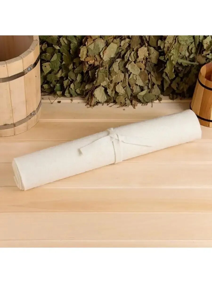 Лежак для бани Классический войлок белый 160х50см