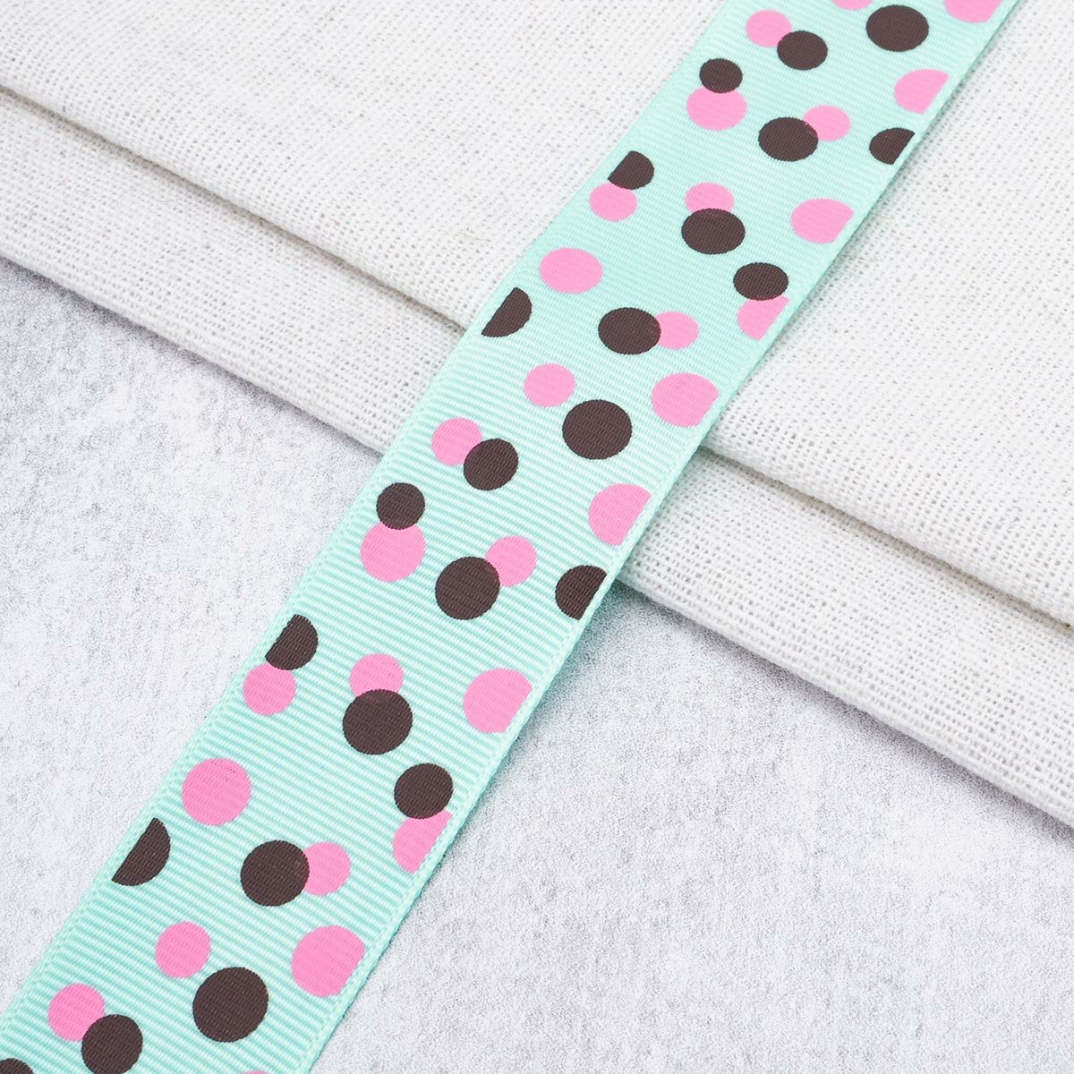 Лента декоративная для упаковки подарков репсовая с рисунком 'Горошек' 25 см х 4572 м цвет бирюза