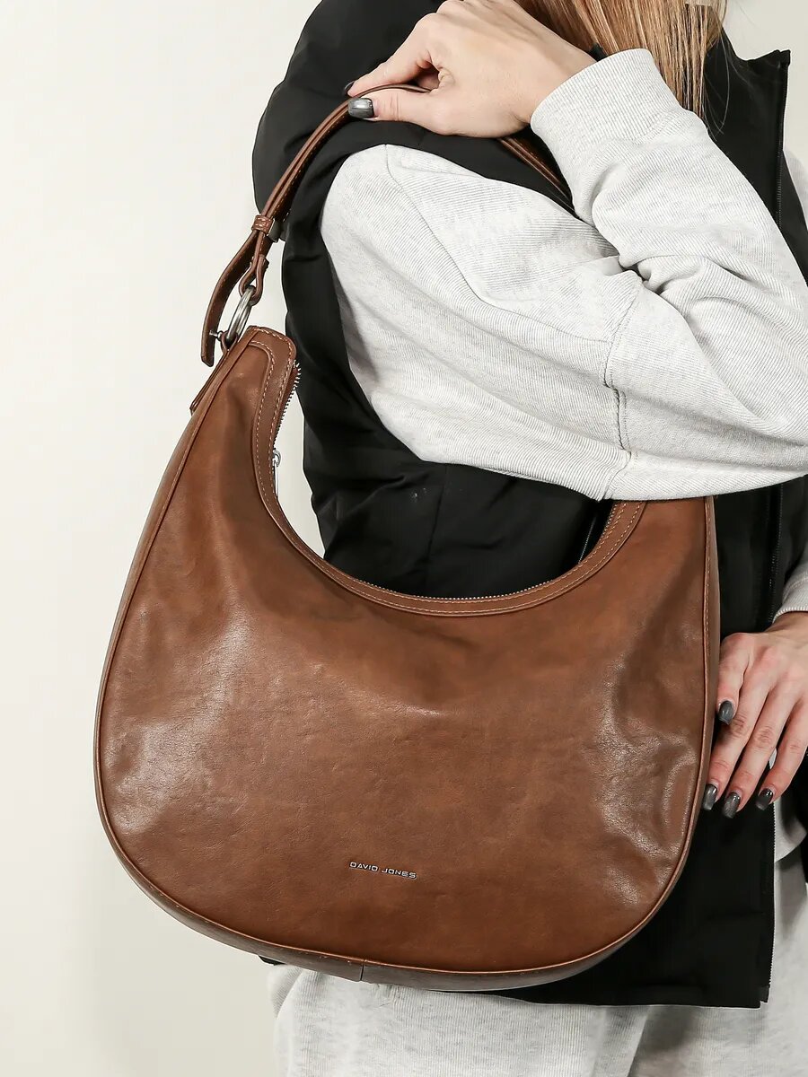 Сумка хобо DAVID JONES, коричневый — фото 1