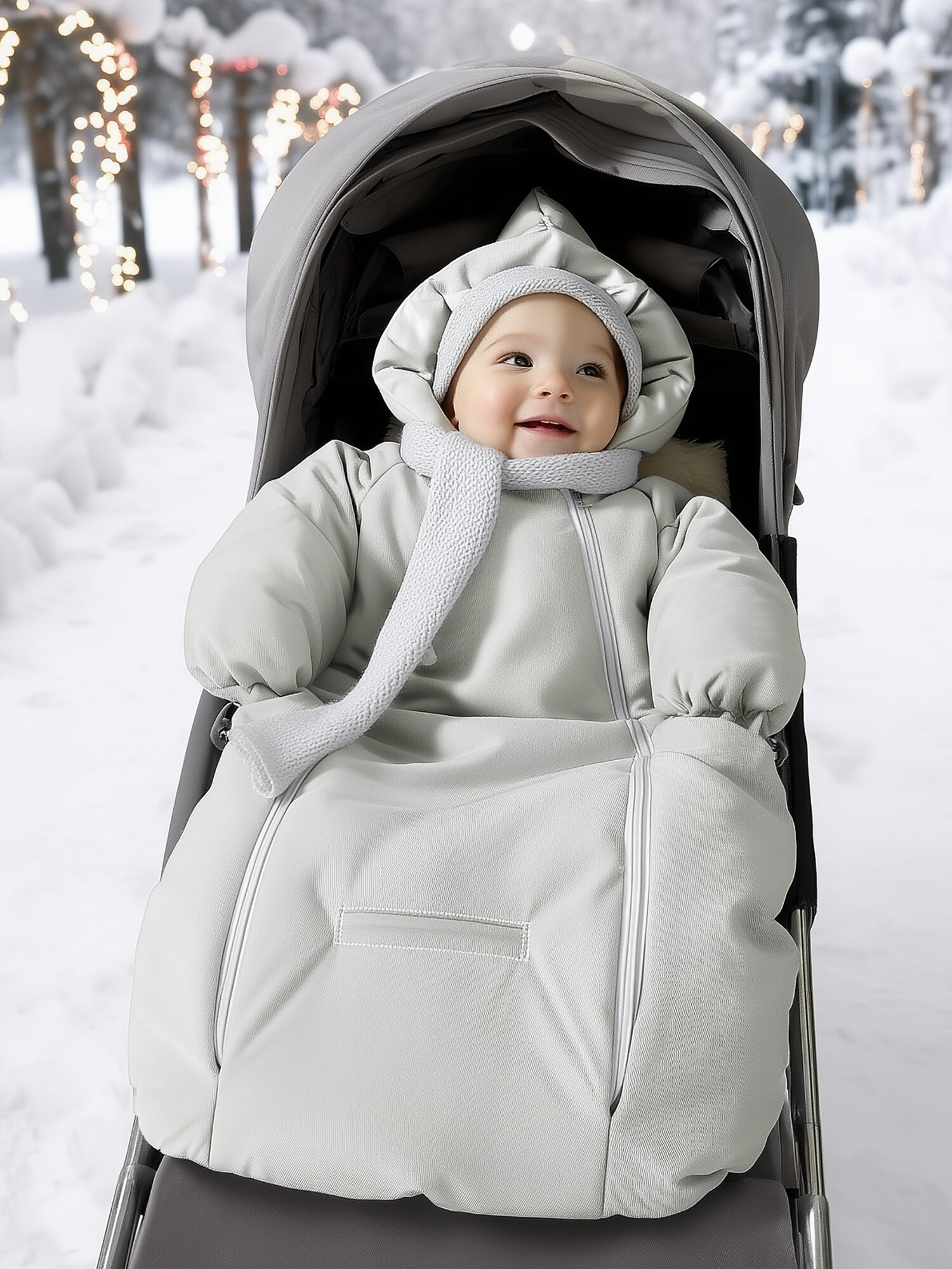 Комбинезон-конверт Сонный Гномик Айс размер 56-68  светло-серый