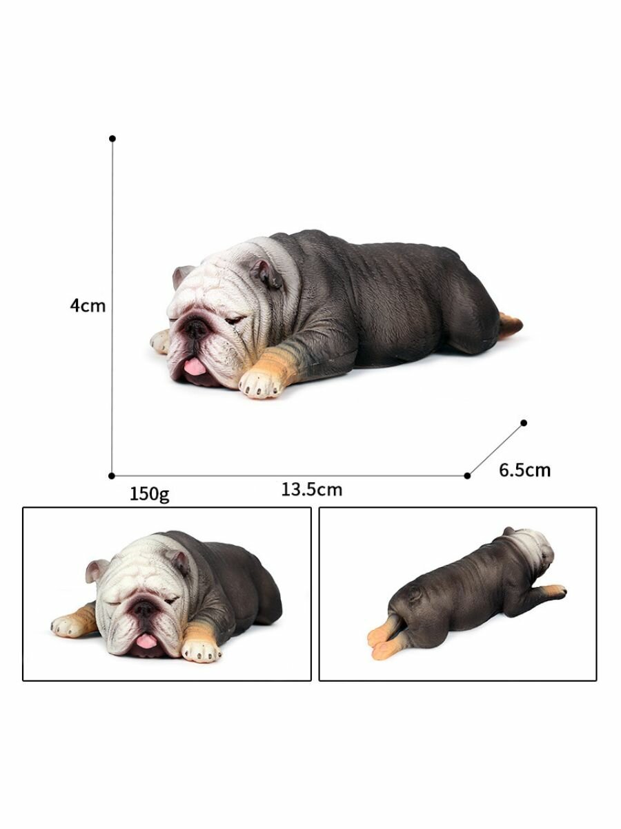Фигурка собака Бульдог спящий, черный — фото 1