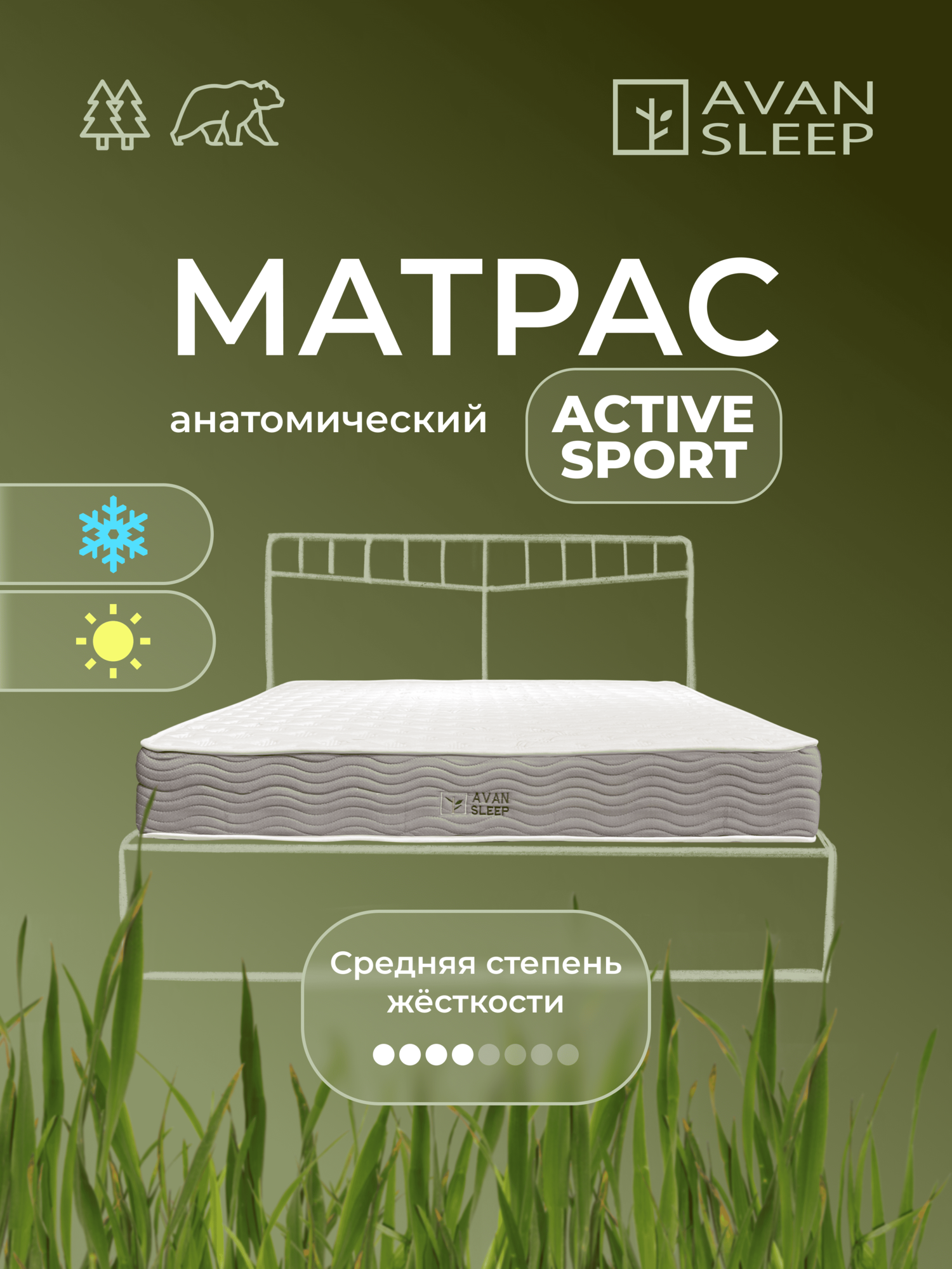 Анатомический матрас ACTIVE SPORT, 200x80 / 200x90 / 200x160 / 200x180 / 210x170 / 210x180 см