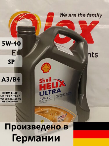 Изображение товара Масло мотор SHELL ULTRA 5W-40, SN+ / A3, B3, B4 (5л) 550052838 (Германия)