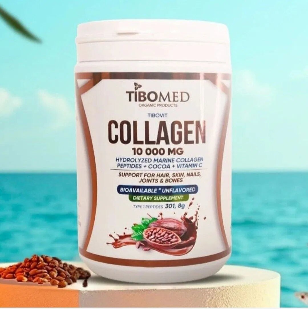 Collagen Marine Tibomed далее Sinolife, гидролизованный, морской, с какао, в порошке, 400 г