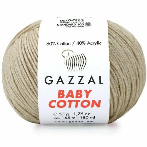 фото Пряжа gazzal baby cotton 3446 св. бежевый (5 мотков)