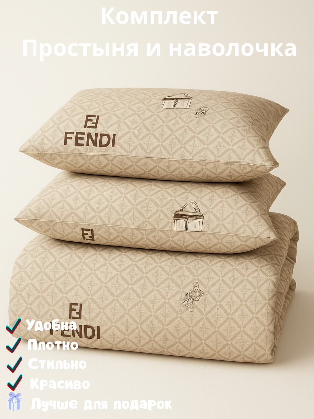 Постельное белья "Простыня и наволочка" размер евро стандарт — фото 1