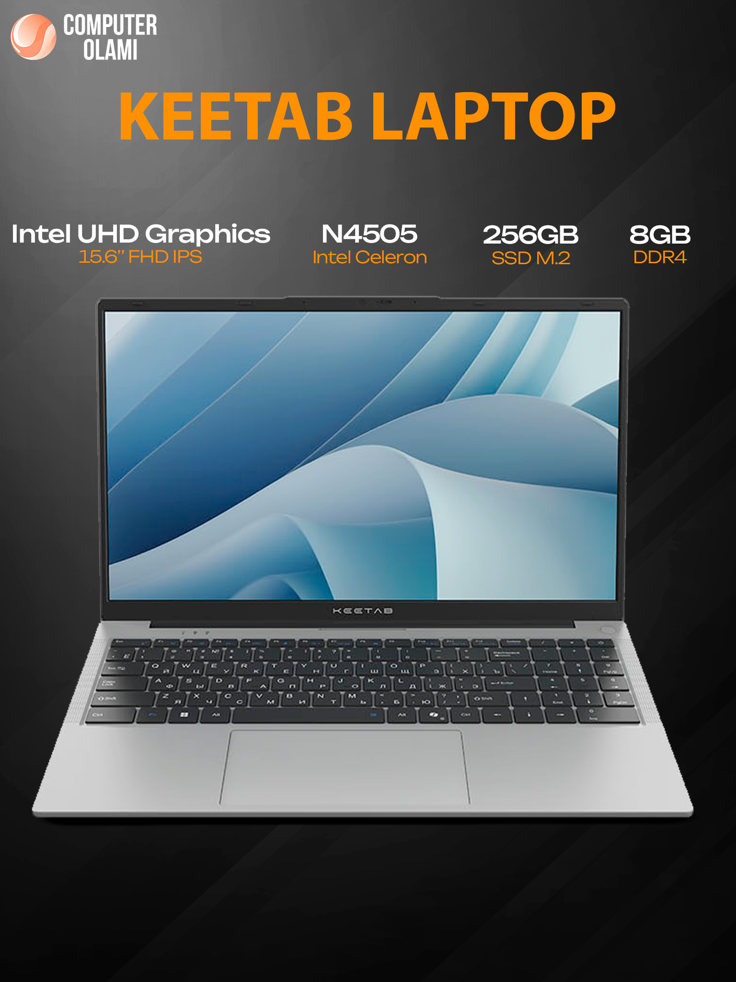 Ноутбук KEETAB PKSU6, Intel N4505, 8GB, SSD, 256 GB, IPS, 15.6"