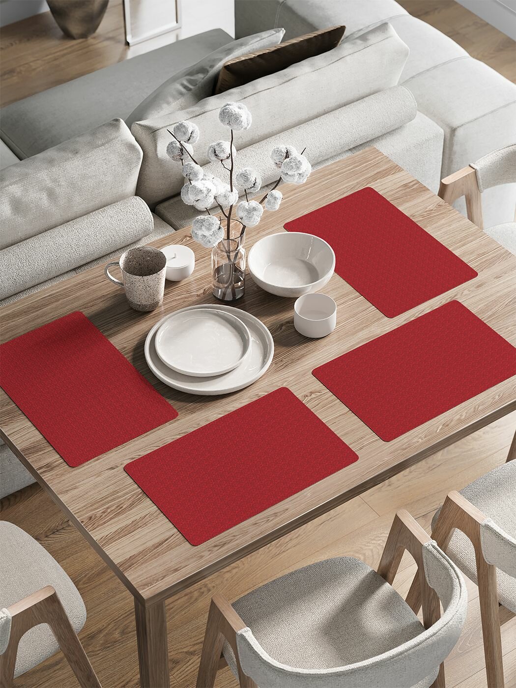 Салфетки на стол сервировочные "Клетчатые сердца", плейсмат на кухню, 30x46 см, JoyArty, серия День святого Валентина