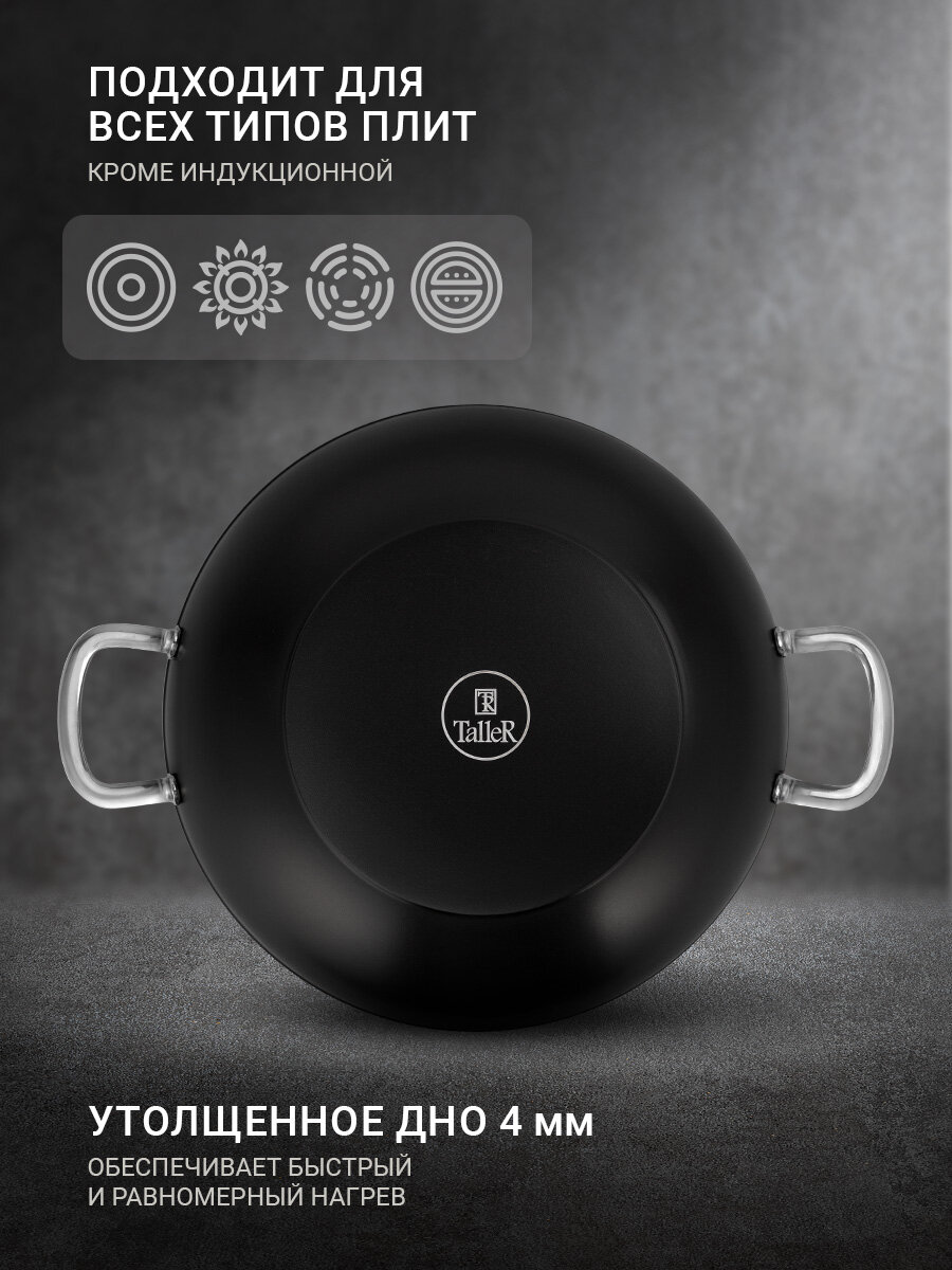 Сковорода Вок TalleR TR-44199 Итан 30 см, из кованого алюминия с антипригарным покрытием — фото 1