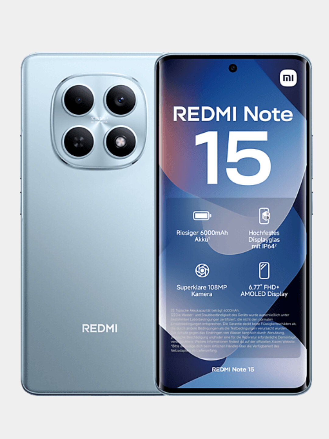 Смартфон Xiaomi Redmi Note 15,6000мАч, камера 108Мп, AMOLED-экран, NFC,2 СИМ-карт - Ледяной, 6/128 ГБ