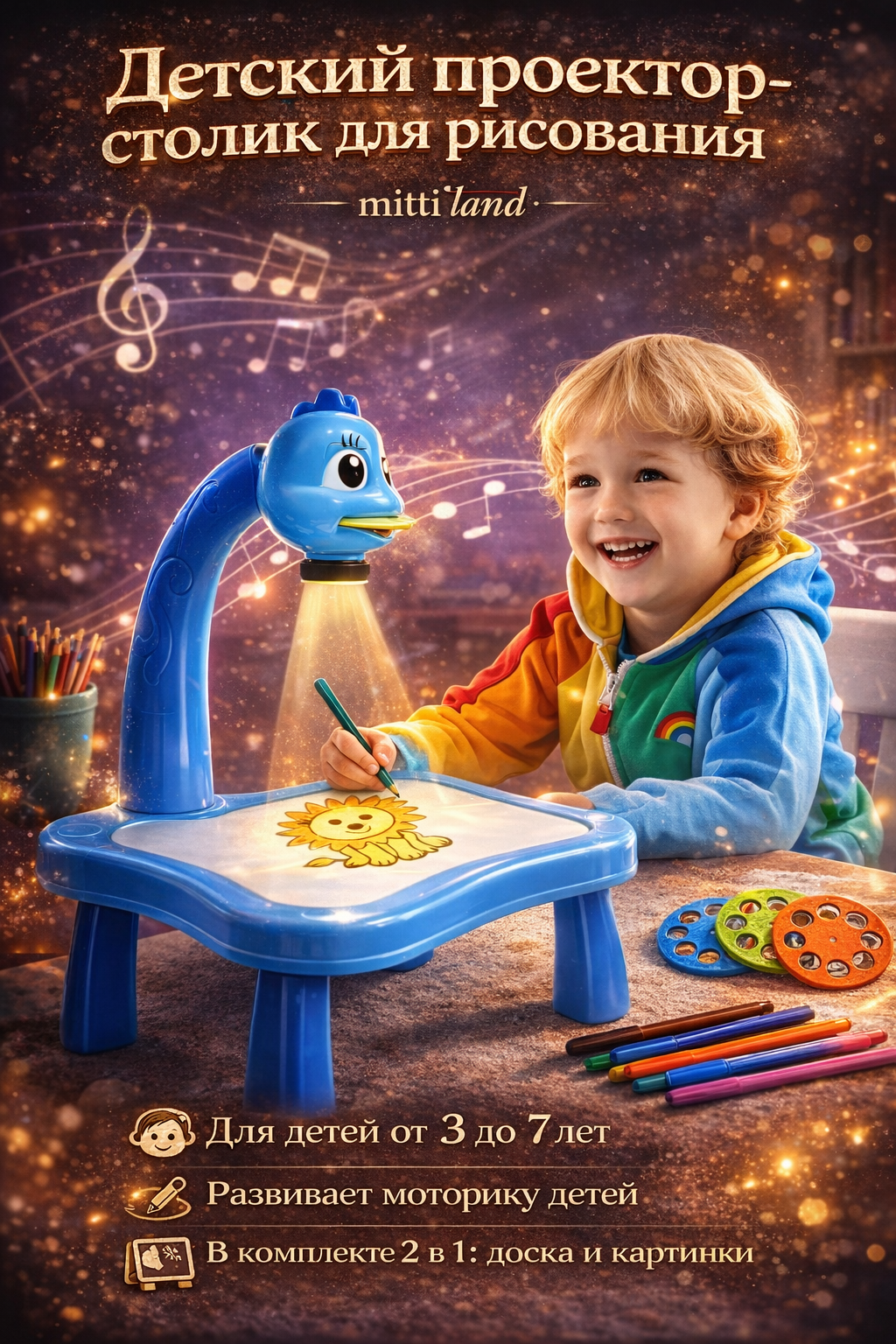 Детский проектор-столик для рисования, игрушки, игрушки для детей