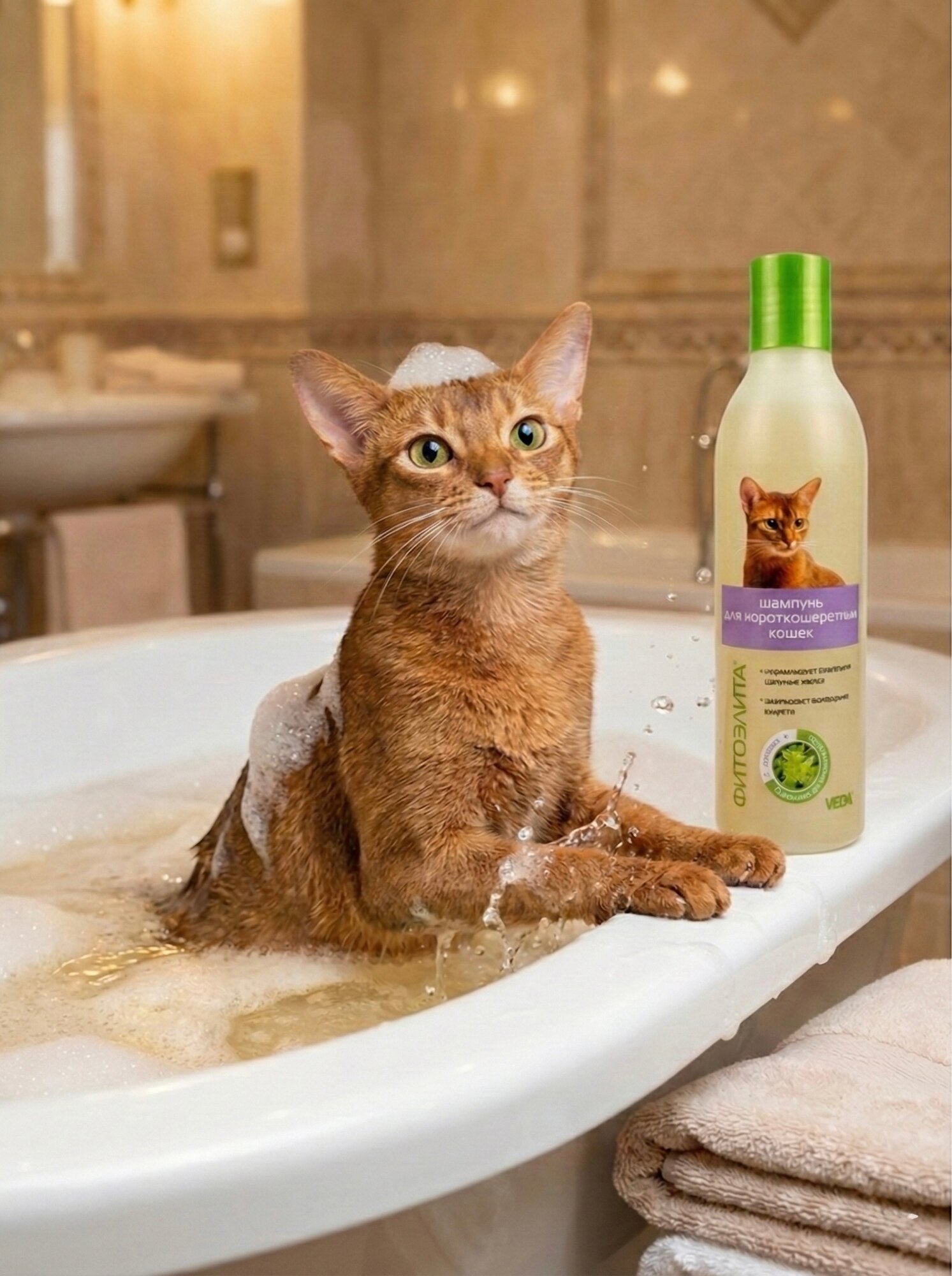 Шампунь фитоэлита для короткошерстных кошек (Veda), 220 мл