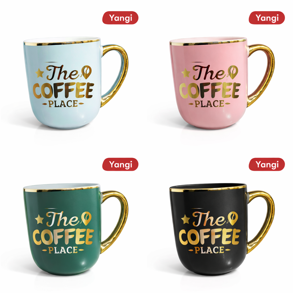 Керамичная кружка с золотыми деталями. Подходит для горячих и холодных напитков. 300мл