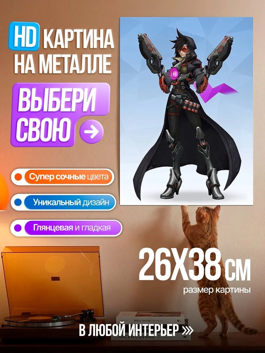 Картина на HD металле Трейсер Овервотч